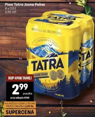 Piwo Tatra Jasne Pełne promocja w Delikatesy Centrum