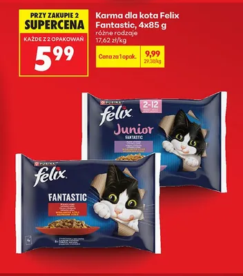 Karma dla kota Felix Junior Fantastic 4-pak 85 g promocja w Biedronka