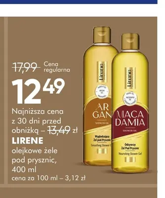 Olejkowy żel pod prysznic Lirene Macadamia promocja w Super-Pharm