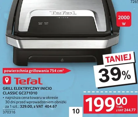 Grill elektryczny TEFAL GRILL ELEKTRYCZNY INICIO CLASSIC GC71D10 promocja w Selgros