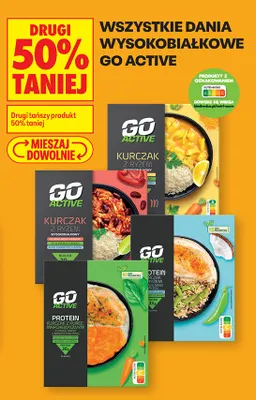 Danie wysokobiałkowe kurczak z ryżem i sosem orzechowym Go Active promocja w Biedronka