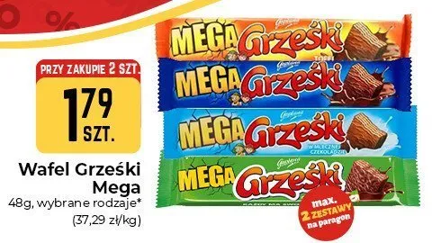 Wafel Mega Grześki kakaowe w czekoladzie promocja w Społem Częstochowa