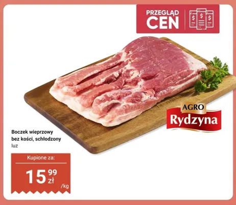 Boczek wieprzowy bez kości schłodzony luz Agro Rydzyna promocja w Dino