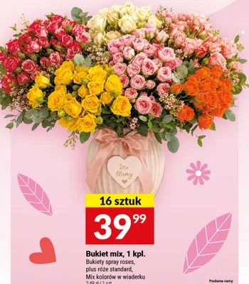 Bukiet mix Bukiety spray roses plus róże standard mix kolorów w wiaderku promocja w Twój Market