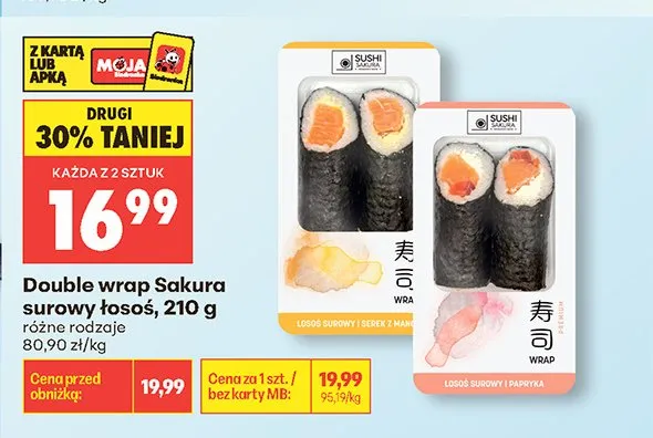 Double wrap Sakura łosoś surowy i papryka promocja w Biedronka
