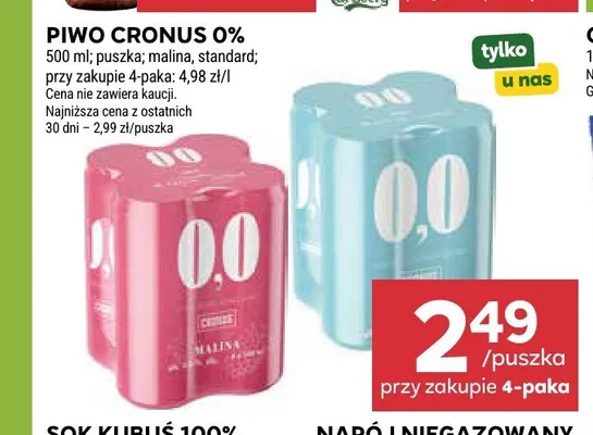 Piwo bezalkoholowe Cronus Standard promocja w Stokrotka