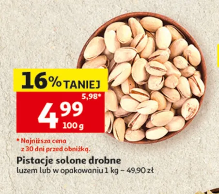 Pistacje solone drobne promocja w Auchan