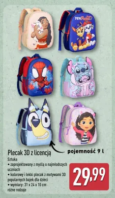 Plecak 3D z licencją 9 l promocja w Aldi