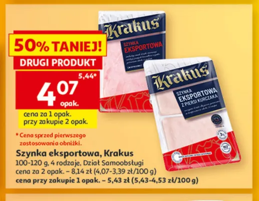 Szynka eksportowa z piersi kurczaka Krakus promocja w Auchan