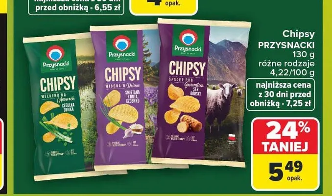 Chipsy Przysnacki Śmietana z czosnkiem promocja w Carrefour Market