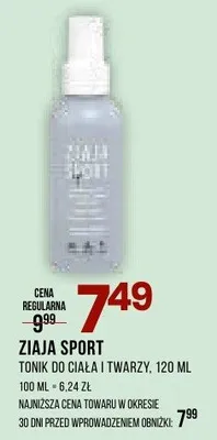 Tonik do ciała i twarzy Ziaja Sport promocja w Drogerie Natura