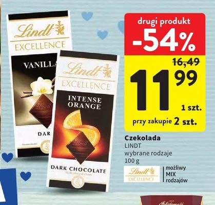 Czekolada Lindt Excellence Intense Orange promocja w Intermarche