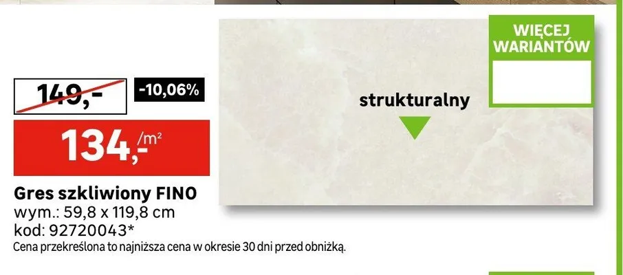 Gres szkliwiony Fino promocja w Leroy Merlin