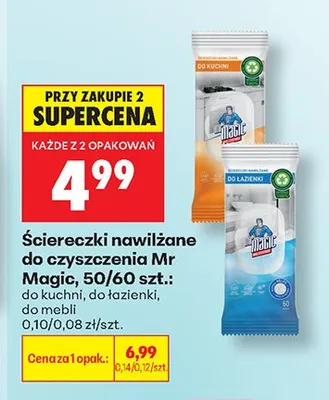 Ściereczki nawilżane do czyszczenia Mr Magic do łazienki promocja w Biedronka