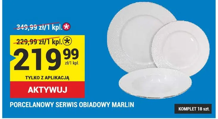 Porcelanowy serwis obiadowy Marlin promocja w Merkury Market
