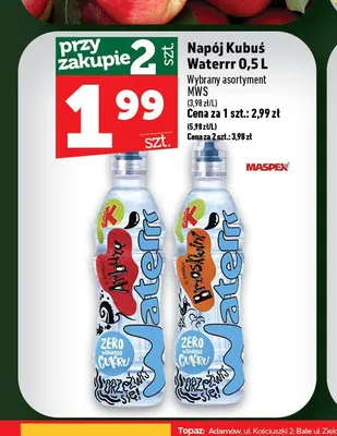 Napój Kubuś Waterrr arbuz promocja w TOPAZ