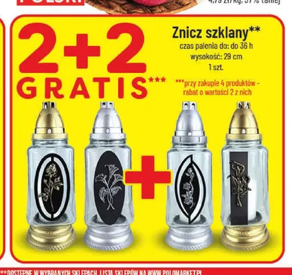 Znicz szklany 29 cm promocja w POLOmarket