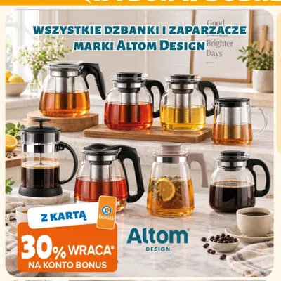 Dzbanki i zaparzacze marki Altom Design promocja w Leclerc