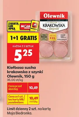 Kiełbasa podwawelska z szynki Morliny promocja w Biedronka