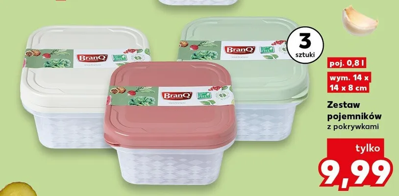 Zestaw pojemników z pokrywkami BranQ 3-pak 0,8 l promocja w Kaufland
