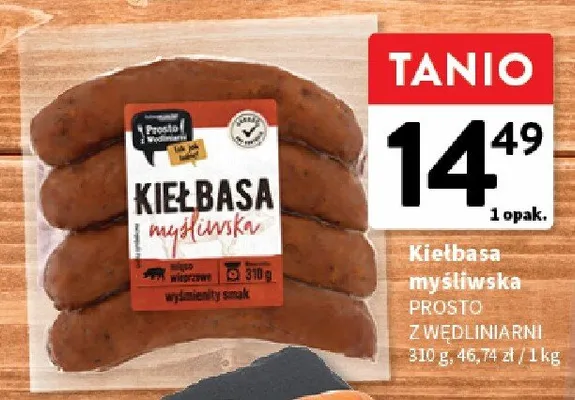 Kiełbasa myśliwska Prosto z Wędliniarni promocja w Intermarche