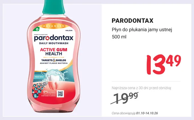 Płyn do płukania jamy ustnej Parodontax promocja w Rossmann