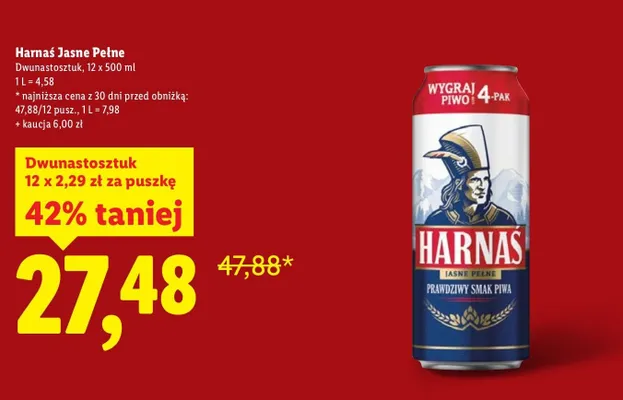 Piwo jasne pełne 12-pak promocja w Lidl