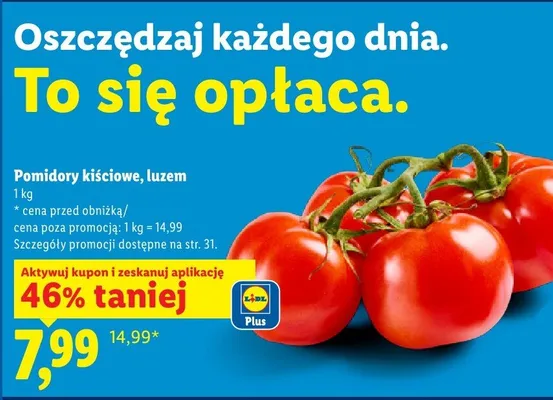 Pomidory kiściowe, luzem promocja w Lidl