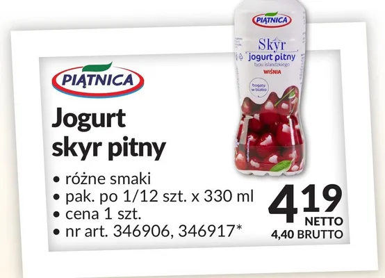 Jogurt skyr pitny Piątnica promocja w Makro