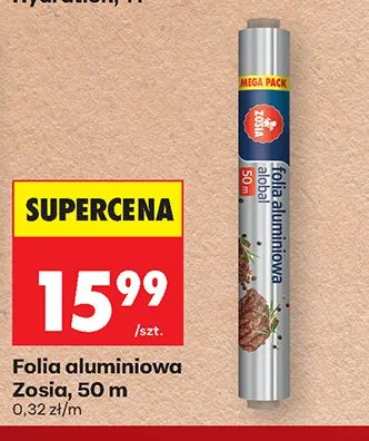Folia aluminiowa Zosia 50m promocja w Biedronka