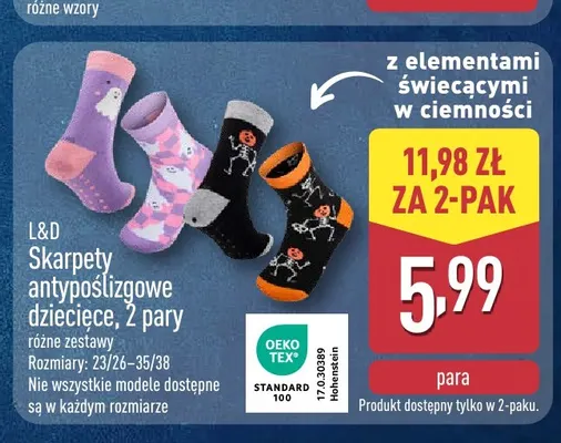 Skarpety antypoślizgowe dziecięce 2-pak L & D promocja w Aldi