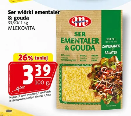Ser wiórki ementaler & gouda Mlekovita promocja w Prim Market