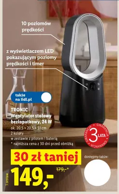Wentylator stołowy bezłopatkowy TRONIC promocja w Lidl