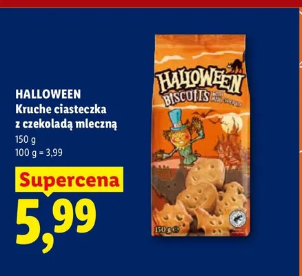Kruche ciasteczka z czekoladą mleczną Halloween promocja w Lidl