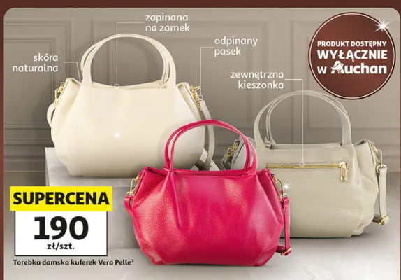 Torebka damska kuferek Vera Pelle promocja w Auchan
