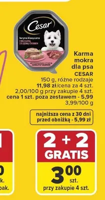 Karma mokra dla psa Cesar 150 g różne rodzaje promocja w Carrefour