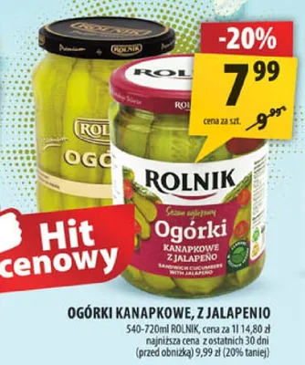 Ogórki kanapkowe, z jalapeño promocja w Arhelan