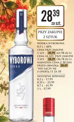 Wódka Wyborowa 40% promocja w Dino