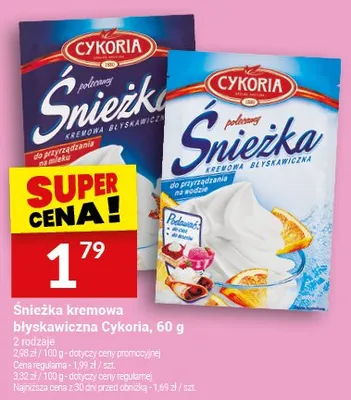 Śnieżka kremowa błyskawiczna Cykoria do przyrządzania na mleku promocja w Twój Market