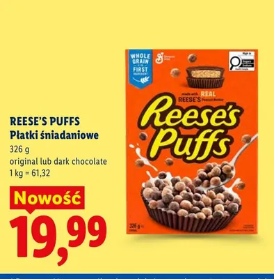 Płatki śniadaniowe dark chocolate Reese's Puffs promocja w Lidl