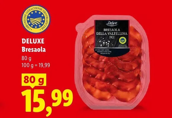 Szynka wołowa Bresaola Deluxe promocja w Lidl