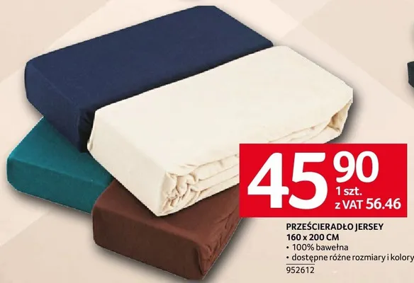Prześcieradło jersey 160x200 cm promocja w Selgros
