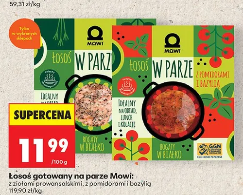 Łosoś gotowany na parze Mowi z ziołami prowansalskimi promocja w Biedronka