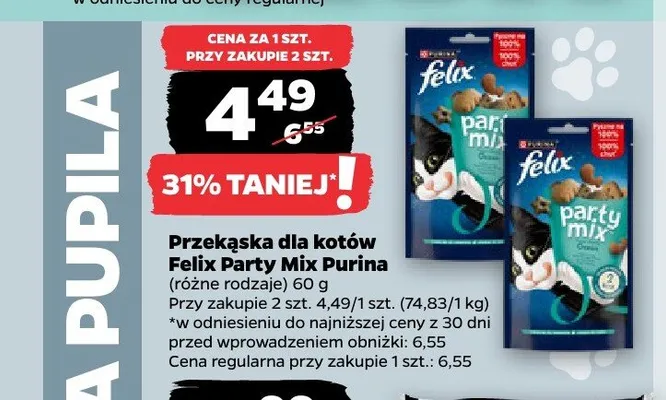 Przekąska dla kotów Felix Party Mix Purina promocja w Netto