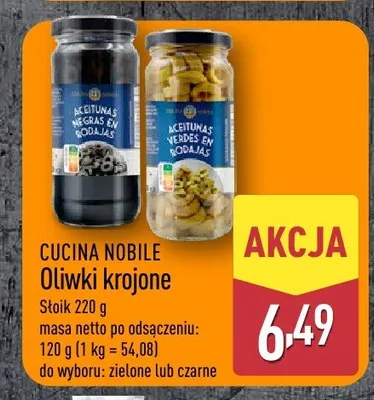 Oliwki krojone czarne Cucina Nobile promocja w Aldi