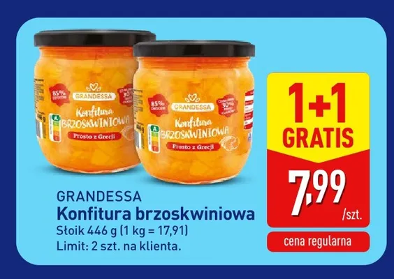 Konfitura brzoskwiniowa Grandessa promocja w Aldi