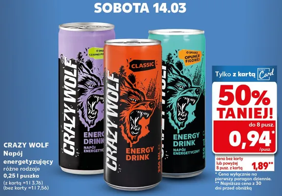 Napój energetyzujący różne rodzaje promocja w Kaufland