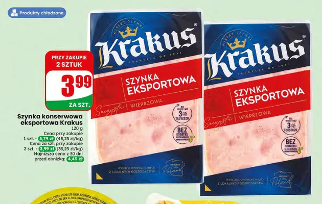 Szynka konserwowa eksportowa Krakus promocja w Dino