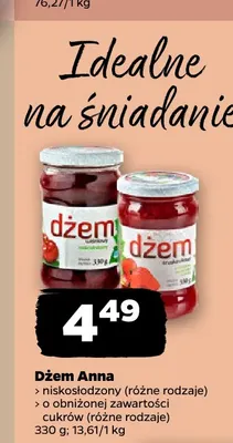 Dżem o obniżonej zawartości cukrów Anna promocja w Netto