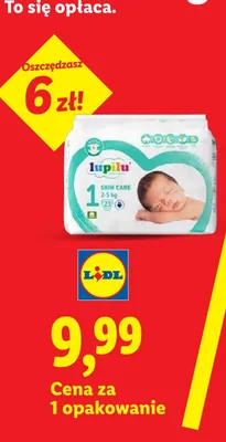 Pieluchy Lupilu Skin Care rozmiar 1 promocja w Lidl